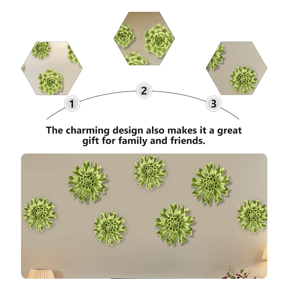 DOITOOL 3D Ceramic Flower Wall Decor - Handcrafted 3D Ceramic Floral Hanging Ornament for Home & Office Decoration | Perfect for Living Room, Bedroom, Kitchen, and Entryway Wall Decor