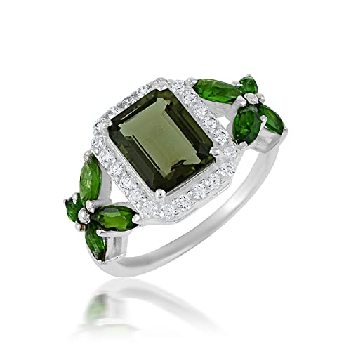 925 Sterling Silver Moldavite Bridal Ring - Elegant Statement Engagement & Wedding Jewelry for Women - Perfect Birthday Gift for Her - Ideal for Proposals, Anniversaries & Special Occasions