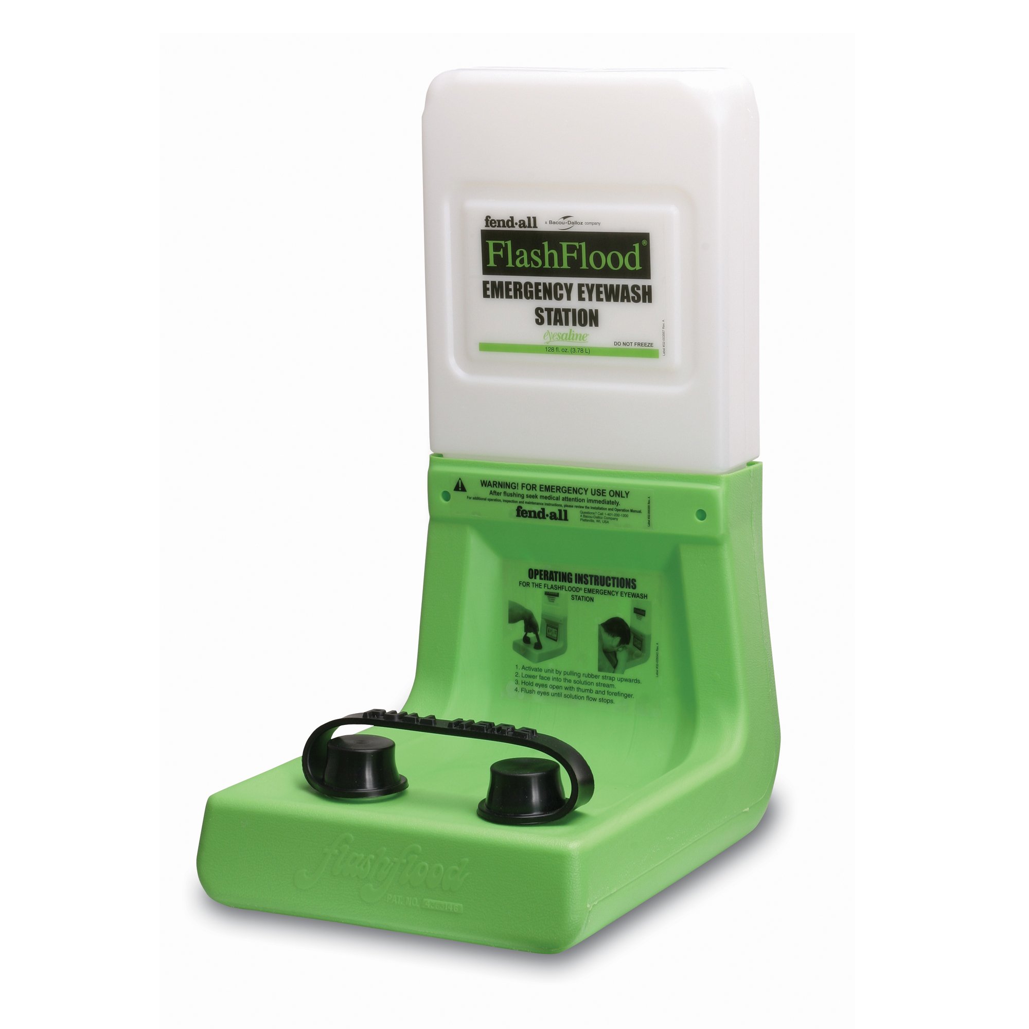 Fendall Flash Flood Secondary Emergency Eye Wash Station with 1 Gallon (3.8L) Saline Solution - OSHA Compliant Safety Equipment for Laboratories & Industrial Workplaces