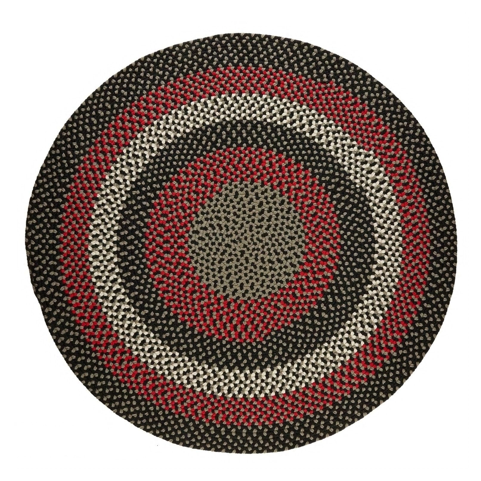 Rhody Rug Mission Hill Indoor/Outdoor Braided Area Rug - 4' Round Reversible High Traffic Rug in Black - Perfect for Living Room, Patio & High Traffic Areas