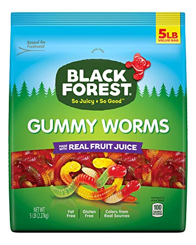 Black Forest Gummy Worms Candy - 5lb Bulk Bag (Pack of 1) | Soft & Chewy Fruit Flavored Gummy Snacks for Kids, Parties, Halloween Treats & Movie Night