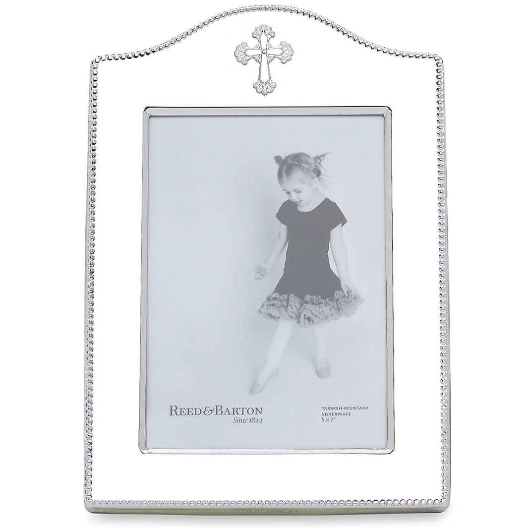 5x7 Silver Plated Abbey Cross Picture Frame - Perfect for Home Decor, Gifts, and Religious Keepsakes