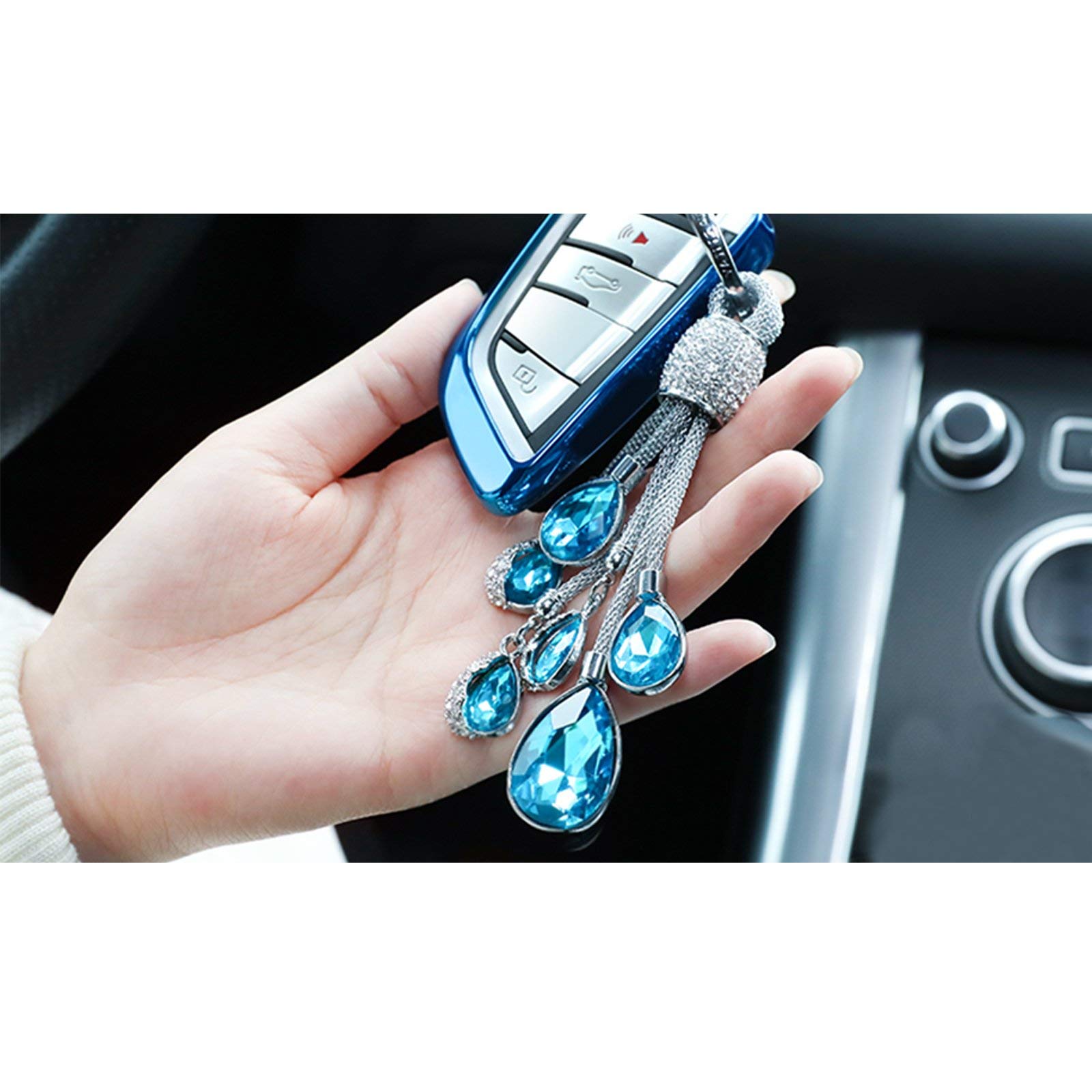 Shining Crystal Car Keychain - Diamond Bling Key Holder Ring with Water Drop Design, Universal Fit for All Vehicles | Perfect Gift for Car Enthusiasts & Stylish Accessory