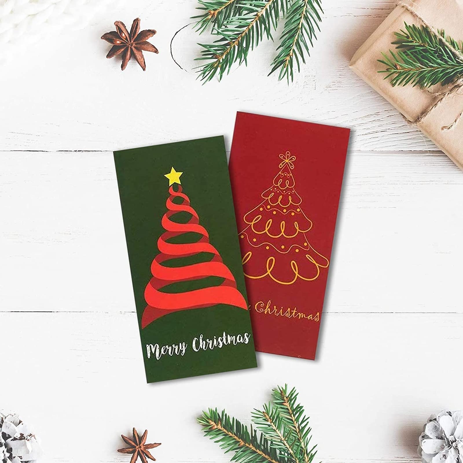 36 Pack Christmas Money Cards with Envelopes - 3.6x7.25 Inch Holiday Gift Card Holders - 6 Festive Xmas Tree Designs for Cash Gifts - Perfect for Holiday Greetings, Office Parties & Family Gift Exchanges