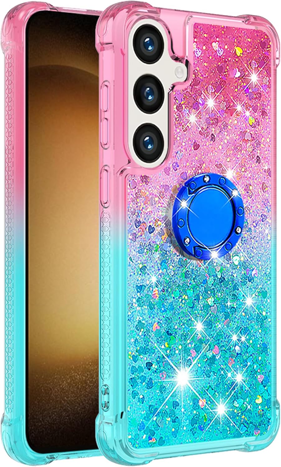 Samsung Galaxy S25 Plus Case with Glitter Design, Kickstand & Gradient Quicksand Texture - Perfect for Everyday Protection & Hands-Free Viewing
