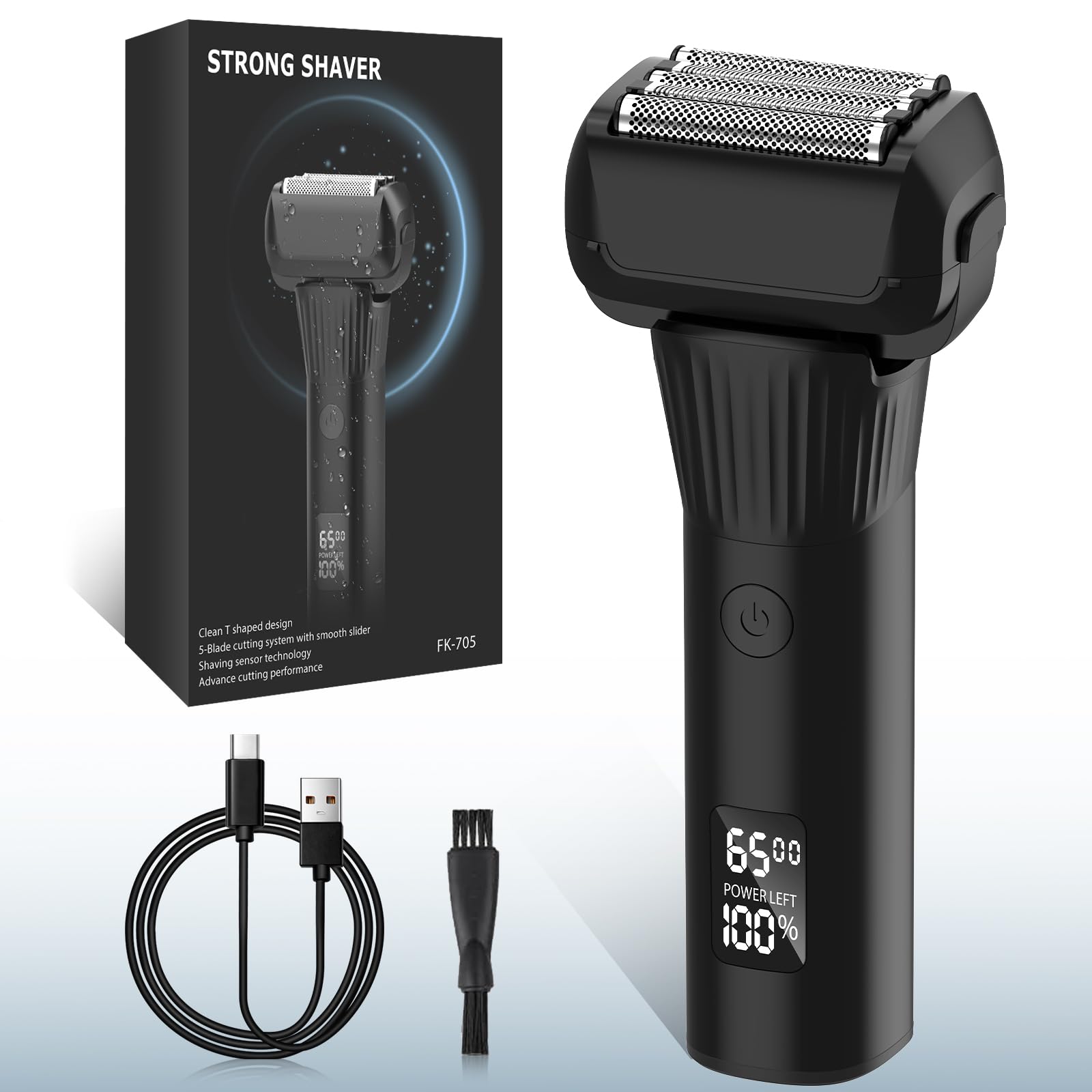 Premium Men's Electric Razor - 5 Blade Foil Shaver for Coarse Hair, Cordless Wet/Dry Rechargeable Shaver with 2 Speeds - Perfect for Travel & Daily Shaving | Ideal for Home, Office & Gym Use