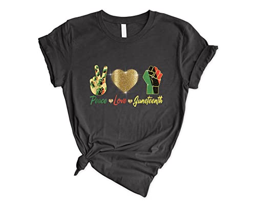 Peace Love Juneteenth T-Shirt - Black Lives Matter Shirt for Men & Women - Juneteenth 1865 Independence Day Gift - Unisex Cotton Tee for Celebrations, Protests & Awareness Events