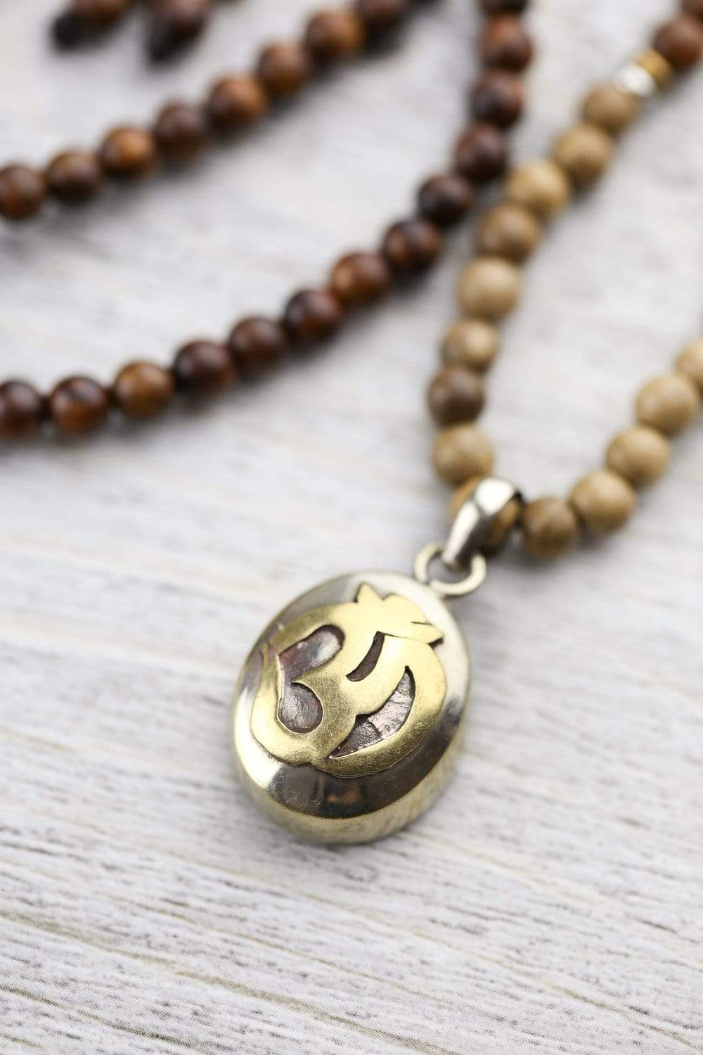 108 Beads Grounding Wood Om Mani Padme Hum Mala Prayer Beads - Meditation, Yoga & Spiritual Healing Accessories for Stress Relief & Mindfulness Practice