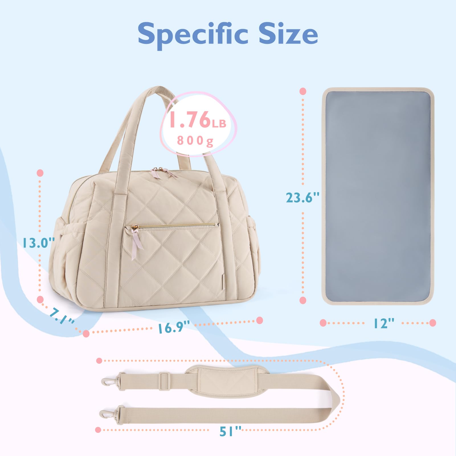 Mommore Large Expandable Diaper Bag Tote for Twins & 2 Kids - Quilted Baby Travel Tote, Hospital Bag for Mom, Weekender Organizer - Perfect for Travel, Daycare & Family Outings