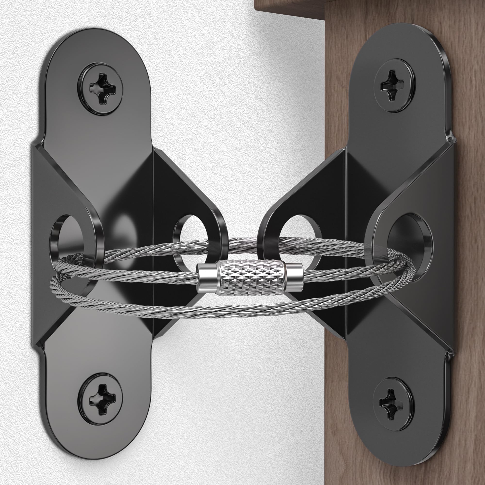 EastLink 10-Pack Baby Proofing Furniture Anchors - 400 LBS Heavy Duty Anti-Tip Straps for Earthquake Safety, Child & Pet Protection - Metal Wall Anchors (Black) - Perfect for Securing Dressers, Bookshelves & TV Stands in Nurseries & Playrooms