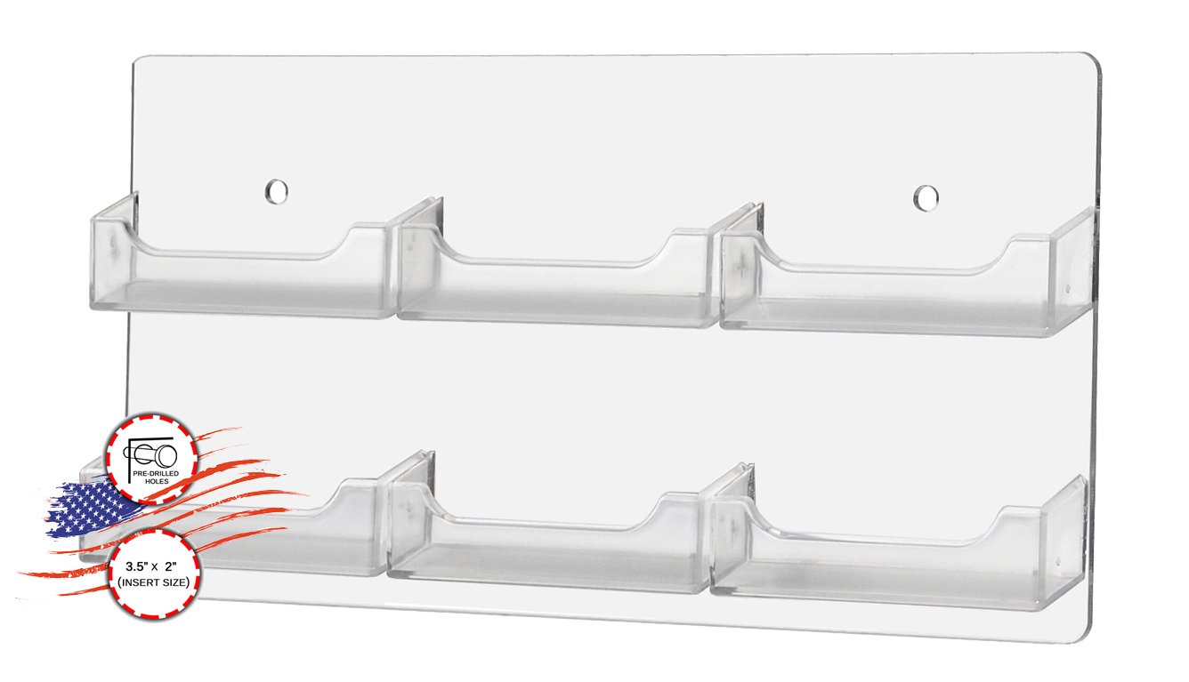 15-Piece Acrylic Business Card Holder Set - Wall Mounted 6-Pocket Literature Rack for Office, Retail & Trade Show Displays - Perfect for Business Cards, Brochures & Flyers Organization