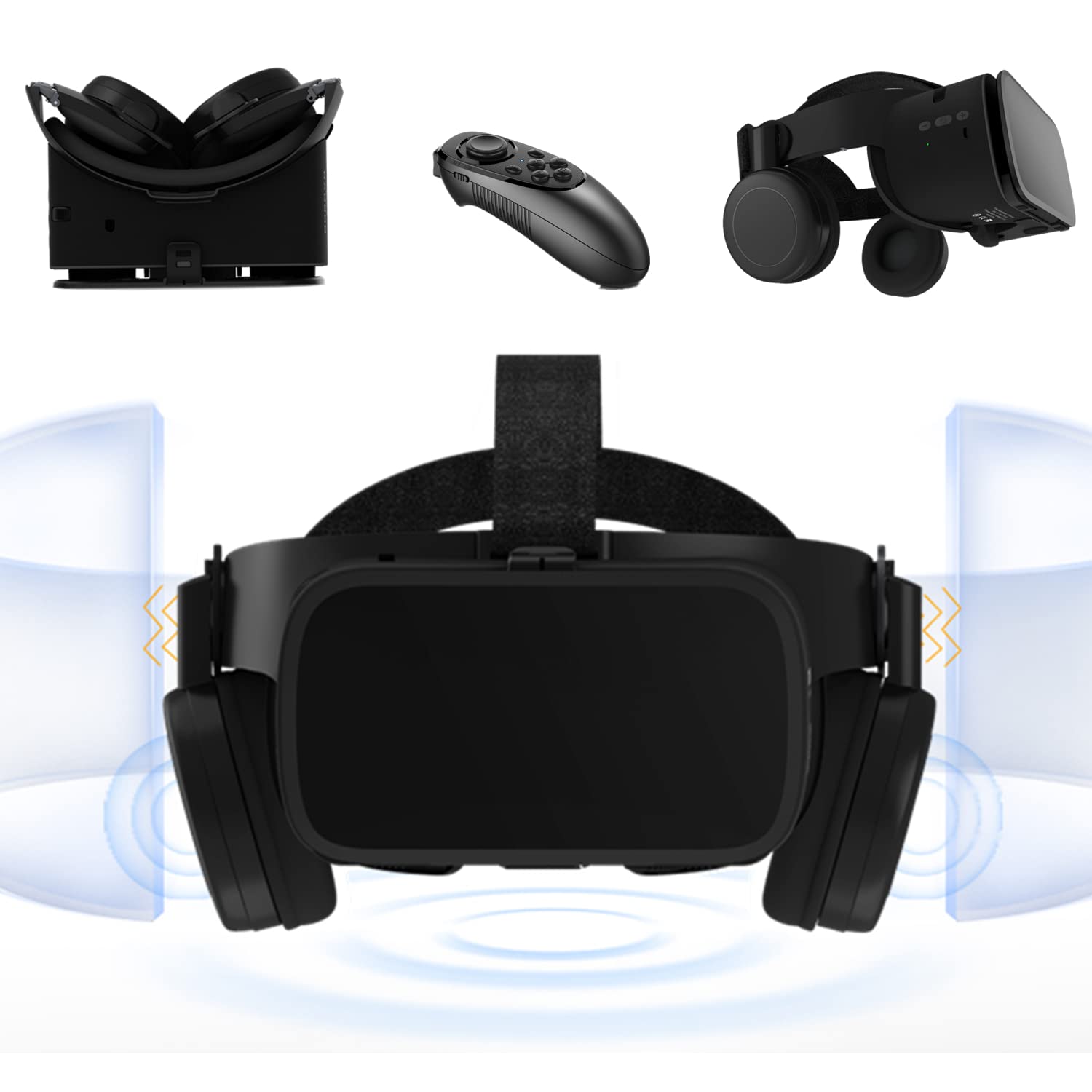 Premium Wireless VR Headset for Phones - 110°FOV Virtual Reality Goggles with Bluetooth, Compatible with iPhone 12/11/Pro/Max/Mini/X/R/S/8/7 & Samsung Android 4.7-6.2