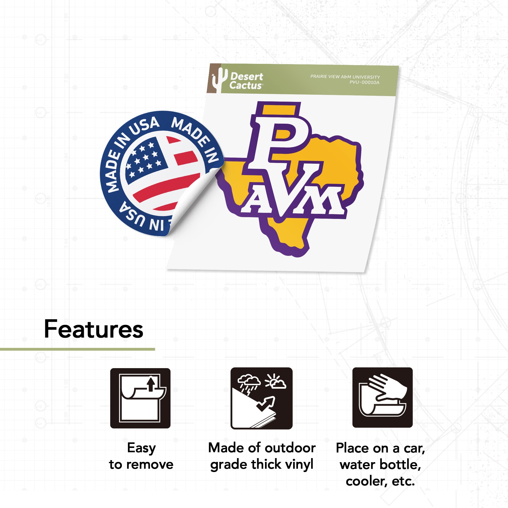 PVAMU Panthers Vinyl Decal Sticker - Desert Cactus Design for Laptop, Water Bottle, Car & Scrapbook - Prairie View A&M University Spirit Gear | Perfect for School Pride, Gifts & Fan Collections