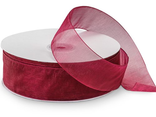 BURGUNDY Simply Sheer Ribbon 1-1/2 Inch x 100 Yards - 100% Nylon Craft Ribbon (5 Pack) - Perfect for Gift Wrapping, DIY Crafts, Wedding Decorations & Party Favors
