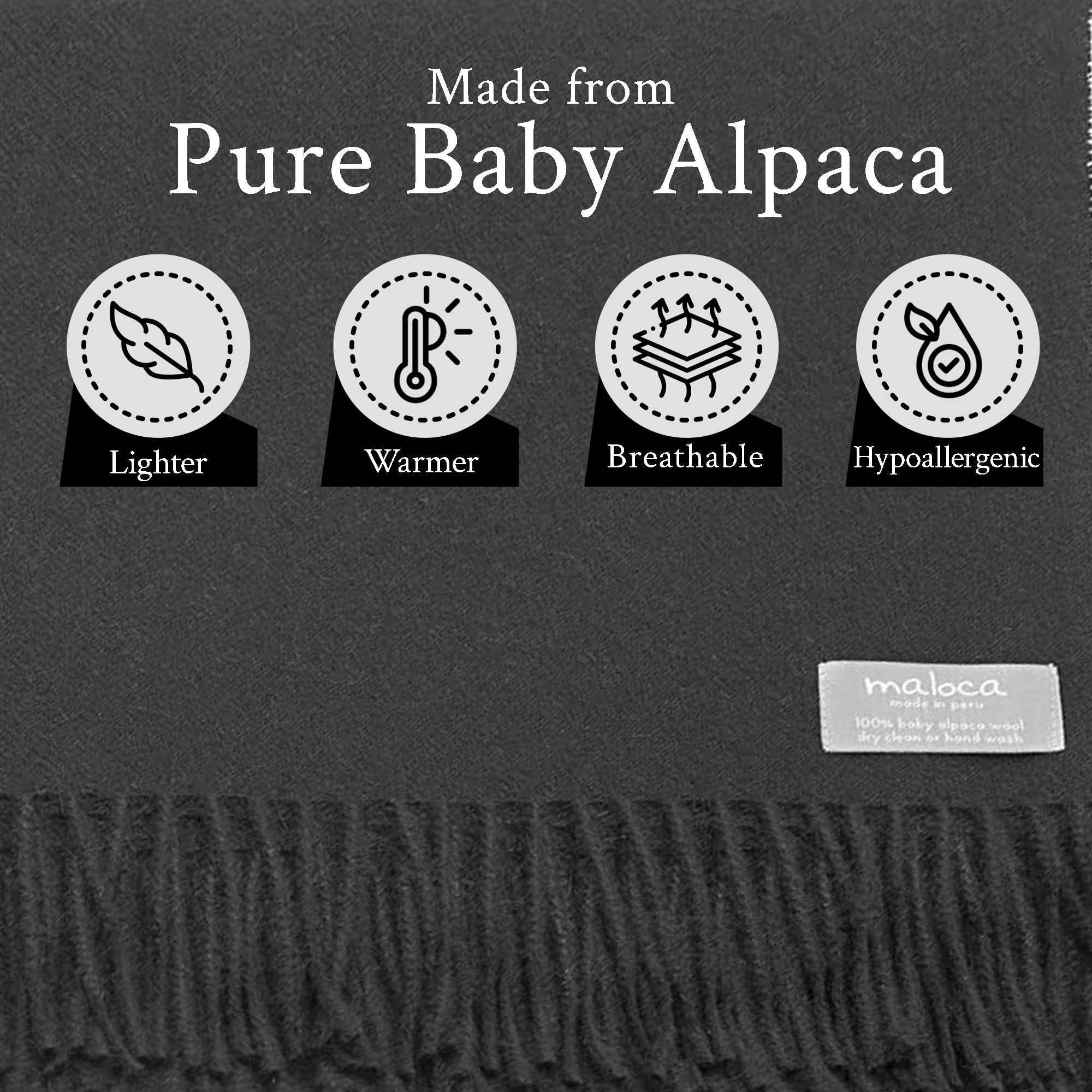 Premium Maloca Pure Baby Alpaca Oversized Scarf - Unisex, Hypoallergenic, Ethically Sourced - Softer & Warmer Than Cashmere - Perfect for Winter Travel, Outdoor Adventures & Cozy Home Comfort