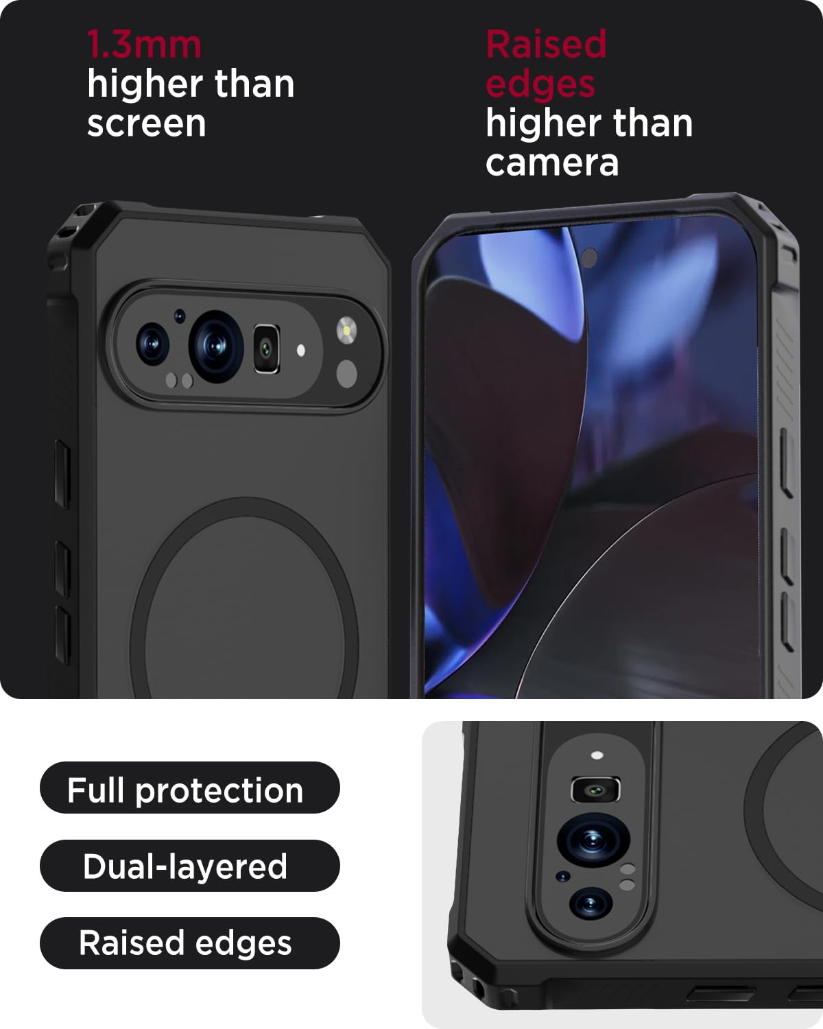 Miimall Magnetic Case Compatible with Google Pixel 9/9 Pro - Military Grade Shockproof Protection with Magsafe, Slim TPU+PC Hybrid Rugged Cover (Black) - Perfect for Outdoor Adventures & Daily Drop Protection