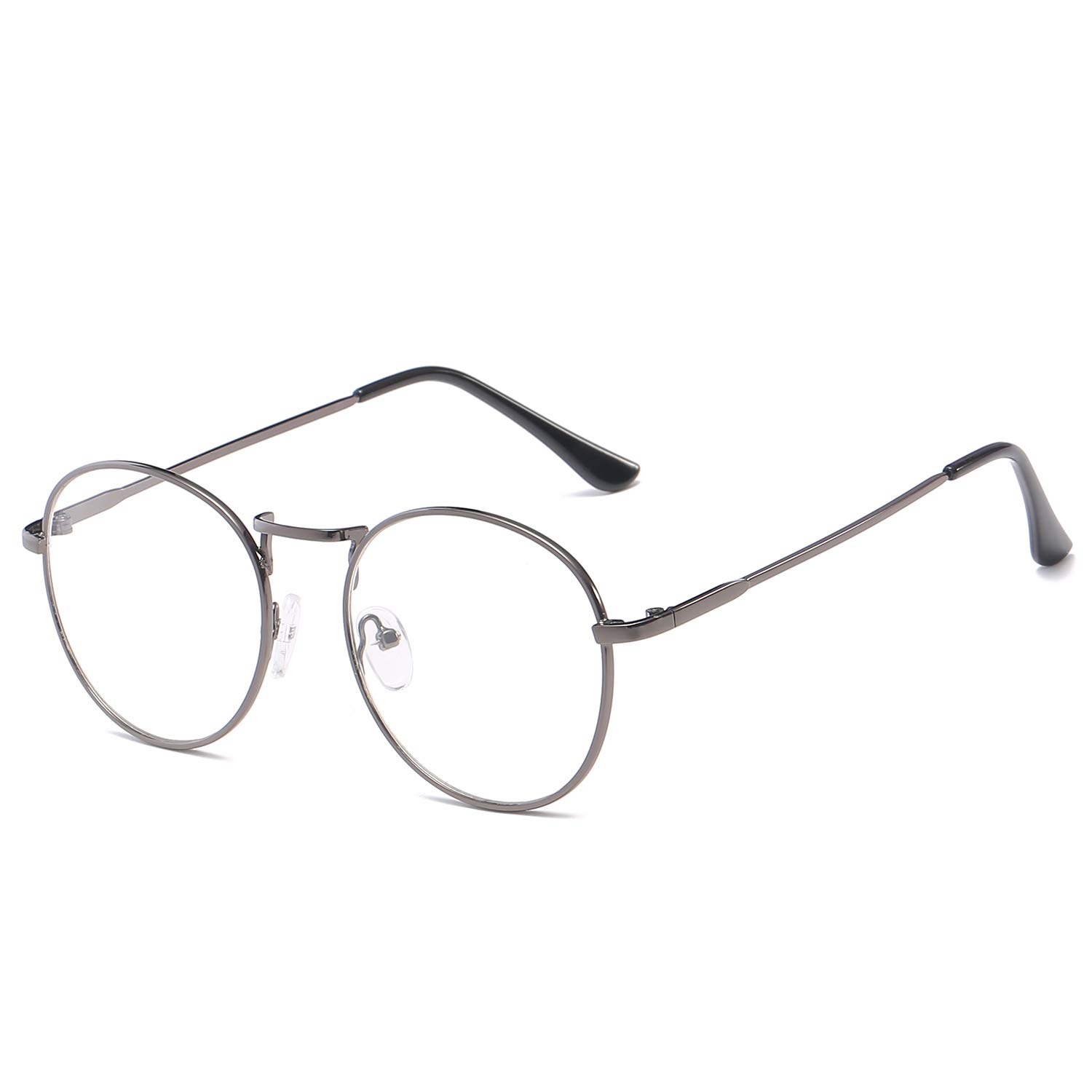 Photochromic Gray Reading Glasses - Retro Metal Frame for Indoor/Outdoor Use