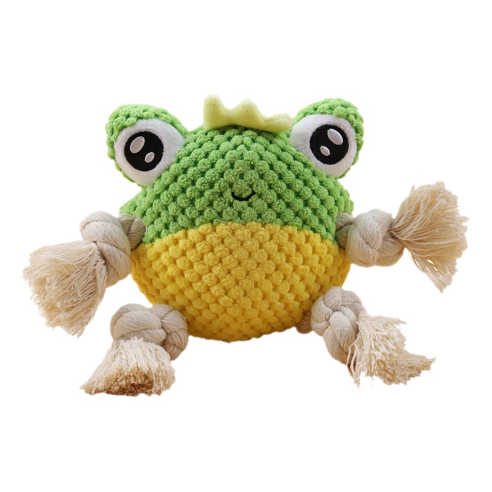 TEHAUX Creative Frog-Shaped Dog Chew Toy - Squeaky Interactive Pet Toy for Teeth Cleaning & Playtime | Durable Puppy Chewing Toy for Small & Medium Dogs | Perfect for Indoor Play, Training Rewards & Dental Health