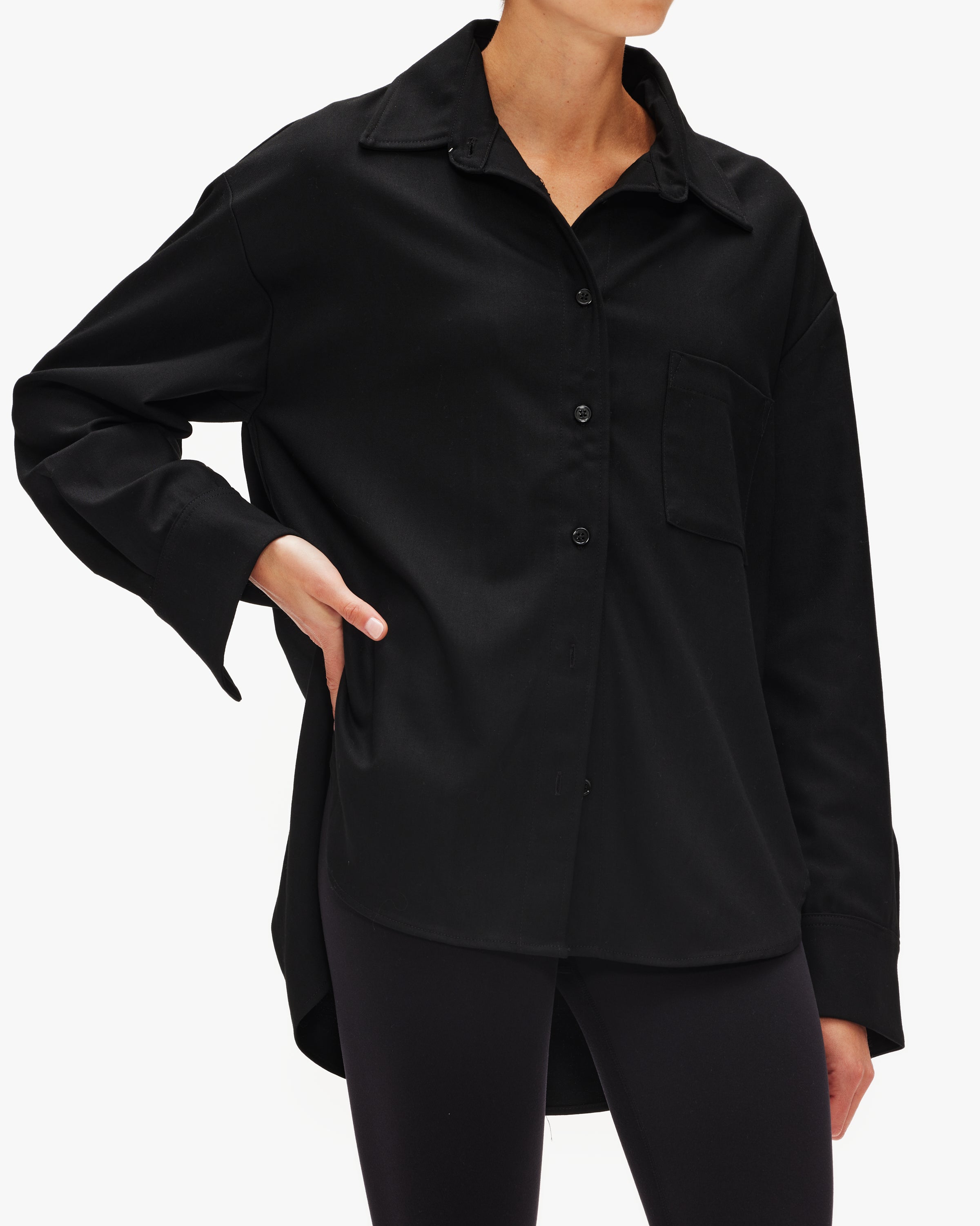 Enza Costa Oversized Shirt for Women - Soft & Comfortable Long Sleeve Button Down Blouse - Perfect for Work, Casual Outfits & Layering