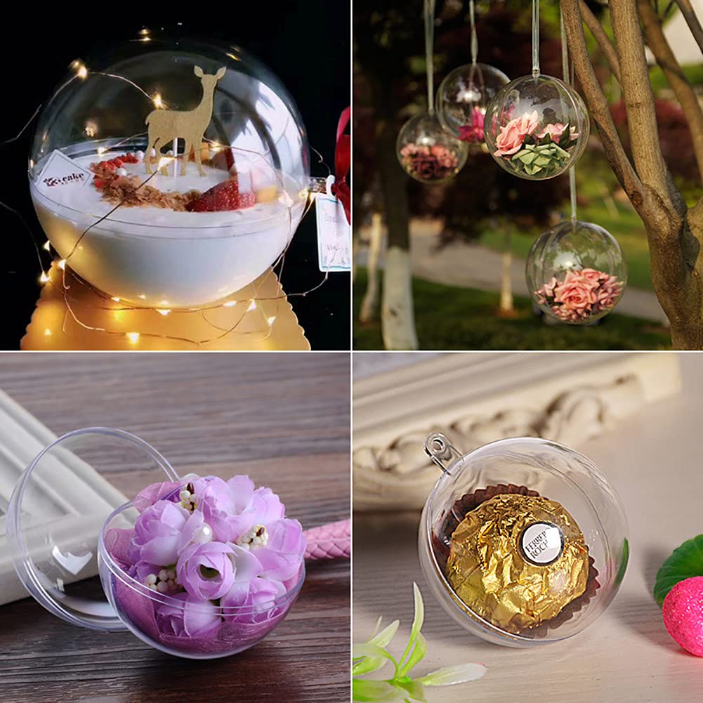 10 Pack 40mm Clear Plastic Fillable Ornament Balls - DIY Christmas Tree Decorations, Transparent Baubles for Crafts, Wedding, Party & New Year Gifts - Perfect for Holiday Home Decor, Gift Wrapping & Festive DIY Projects
