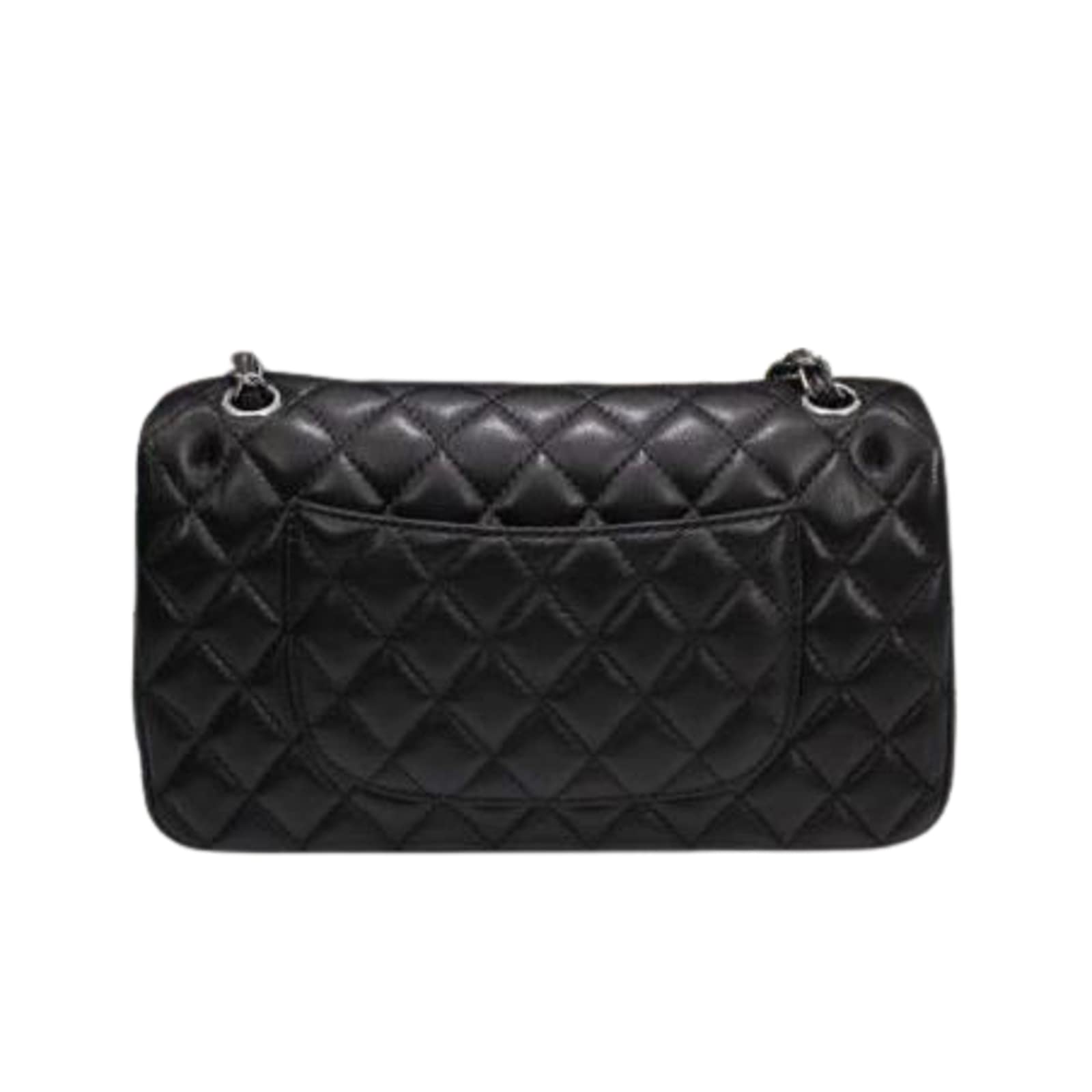 Luxury Women's Designer Handbag - Plaid Chain Shoulder Bag in Cowhide & Lambskin (Black/Silver) | Fashion Casual Flap Purse for Work, Party & Everyday Use