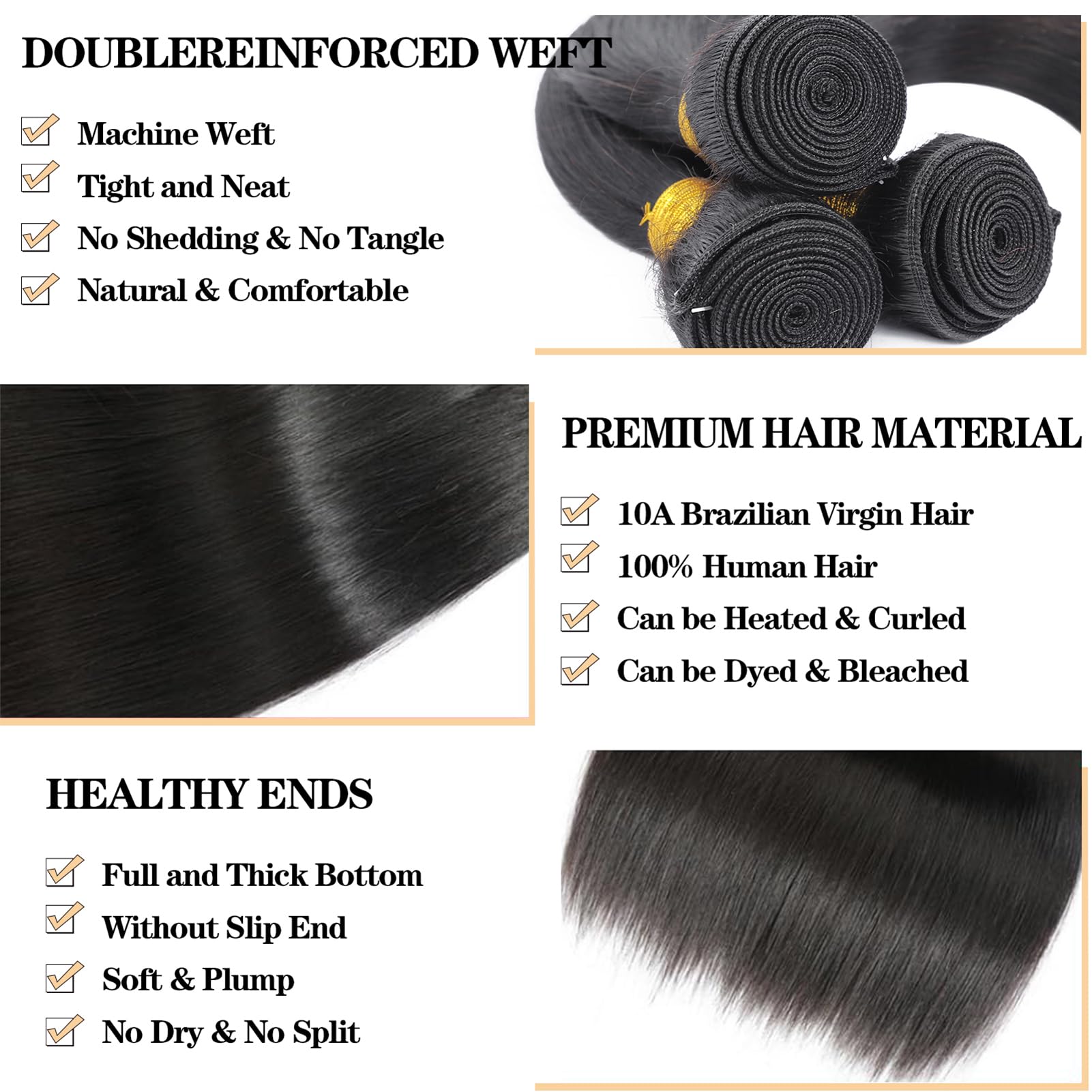 12A Grade 100% Unprocessed Brazilian Virgin Hair Bundles - 26