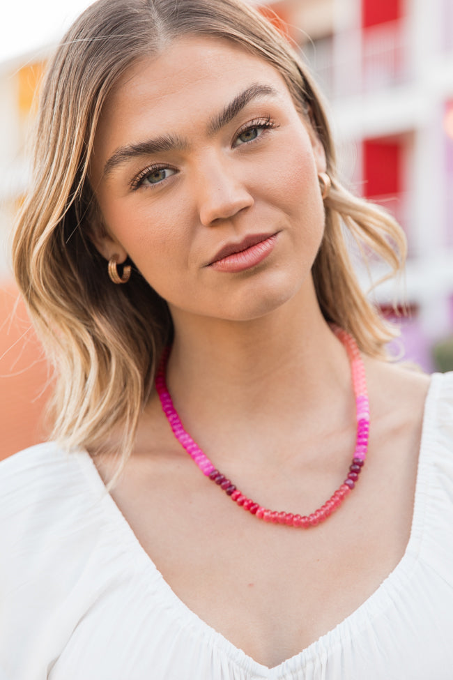 Elegant Pink and Red Beaded Necklace for Women | Bohemian Style Jewelry Gift | Perfect for Parties, Weddings & Date Nights