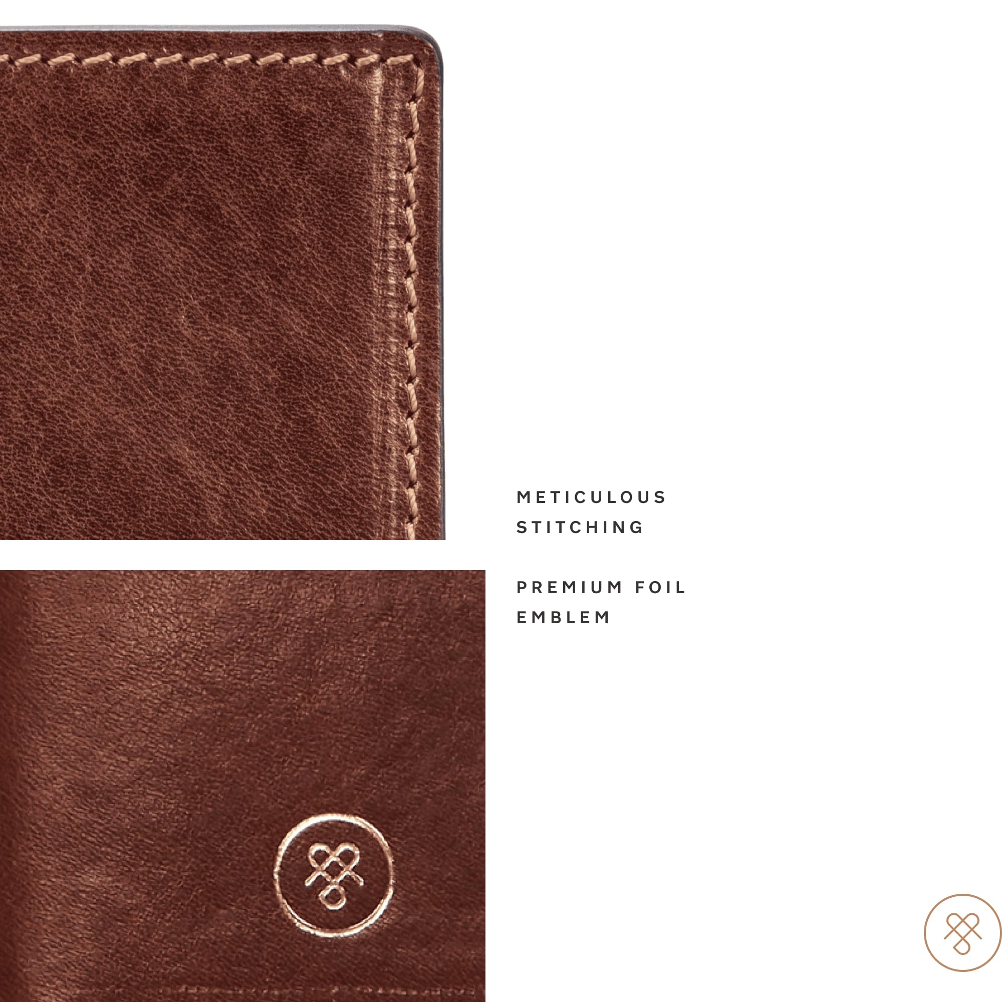 Maxwell Scott Luxury Leather Travel ID Card Holder Wallet for Men & Women - Italian Made Vallata Chestnut Tan - Perfect for Business Travel & Everyday Use