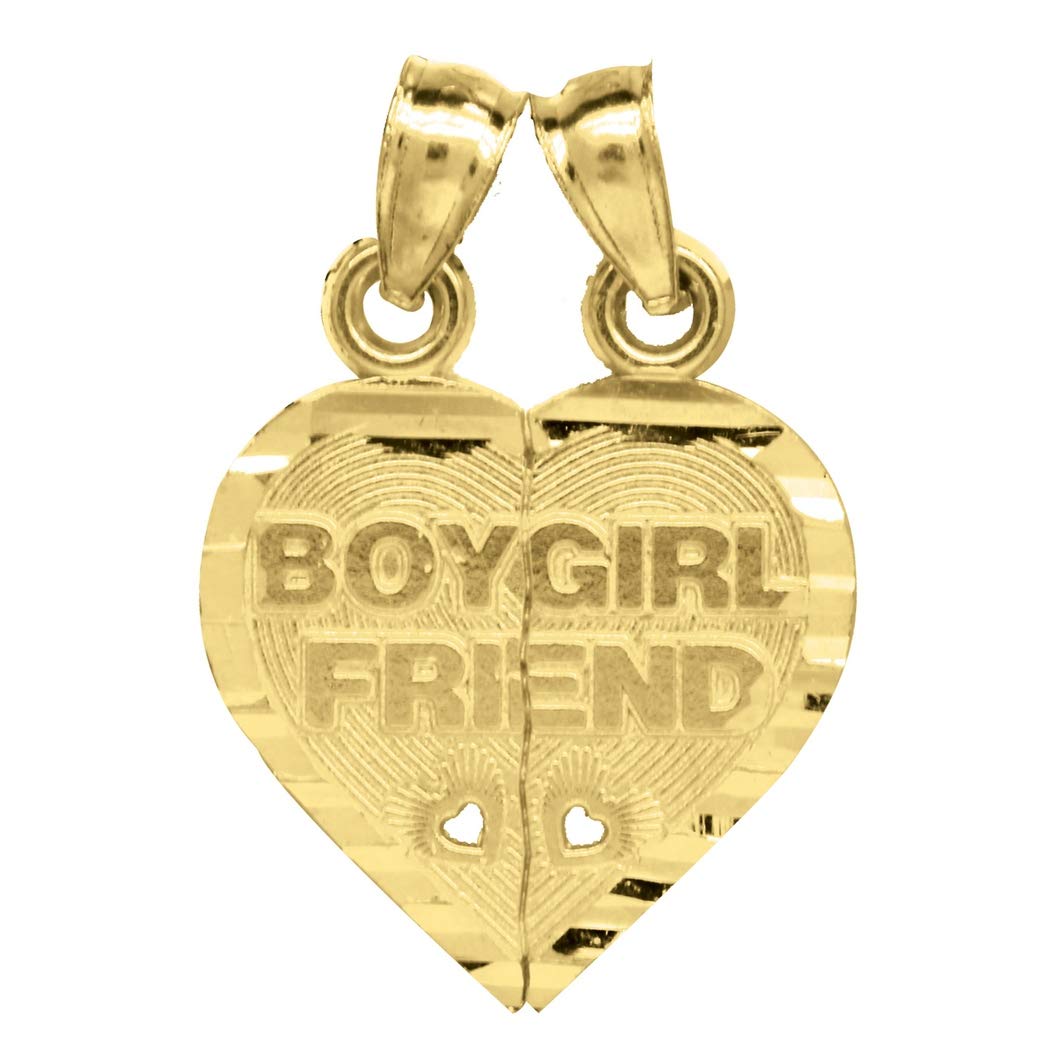 10K Gold DC Unisex Love Heart Charm Pendant Necklace - 21.4mm x 14.7mm Broken Heart Jewelry Gift for Women, Men, Couples | Perfect for Valentine's Day, Anniversary, Romantic Gifts & Everyday Wear