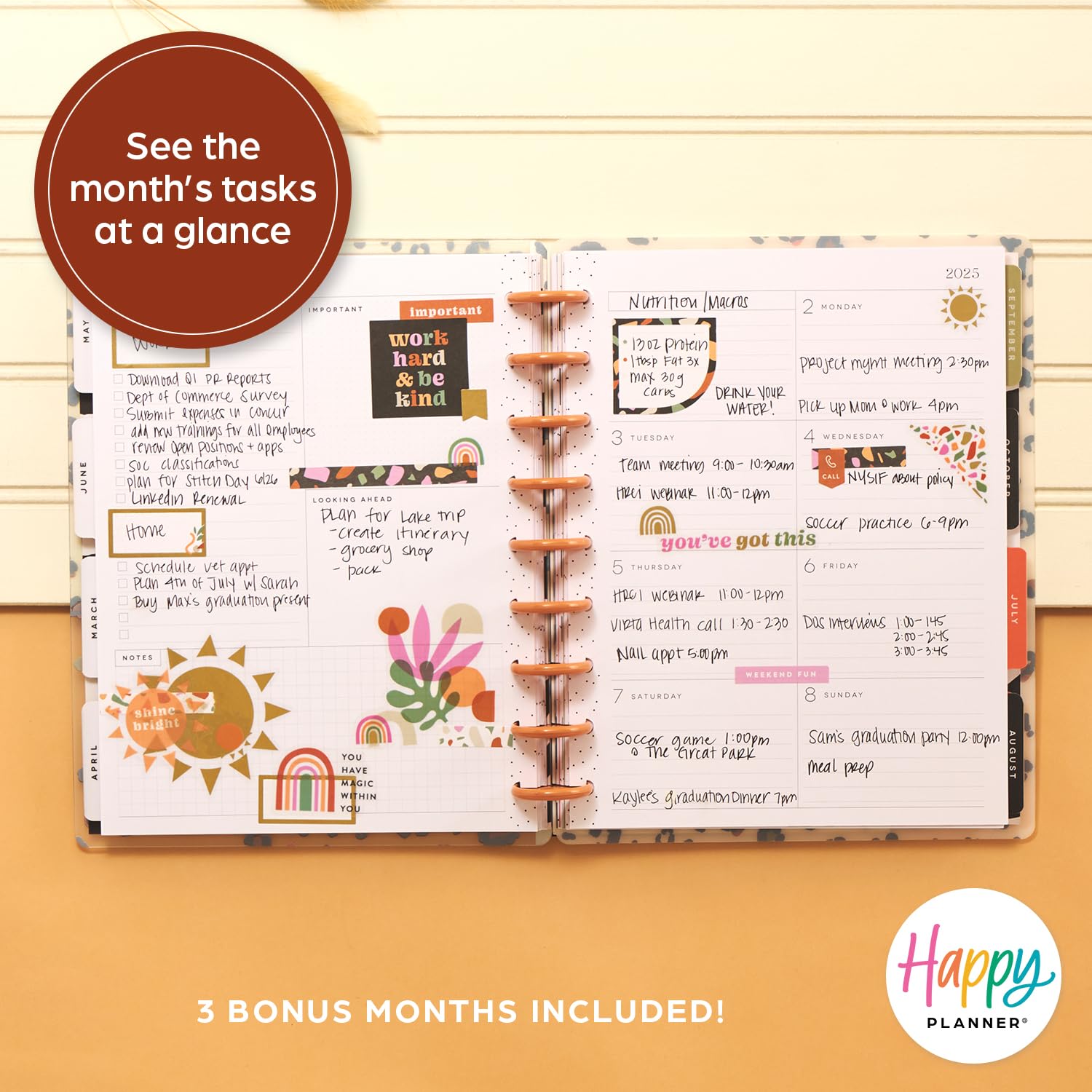 Happy Planner Disc-Bound 2025 Daily Weekly Monthly Planner - Classic Size 7