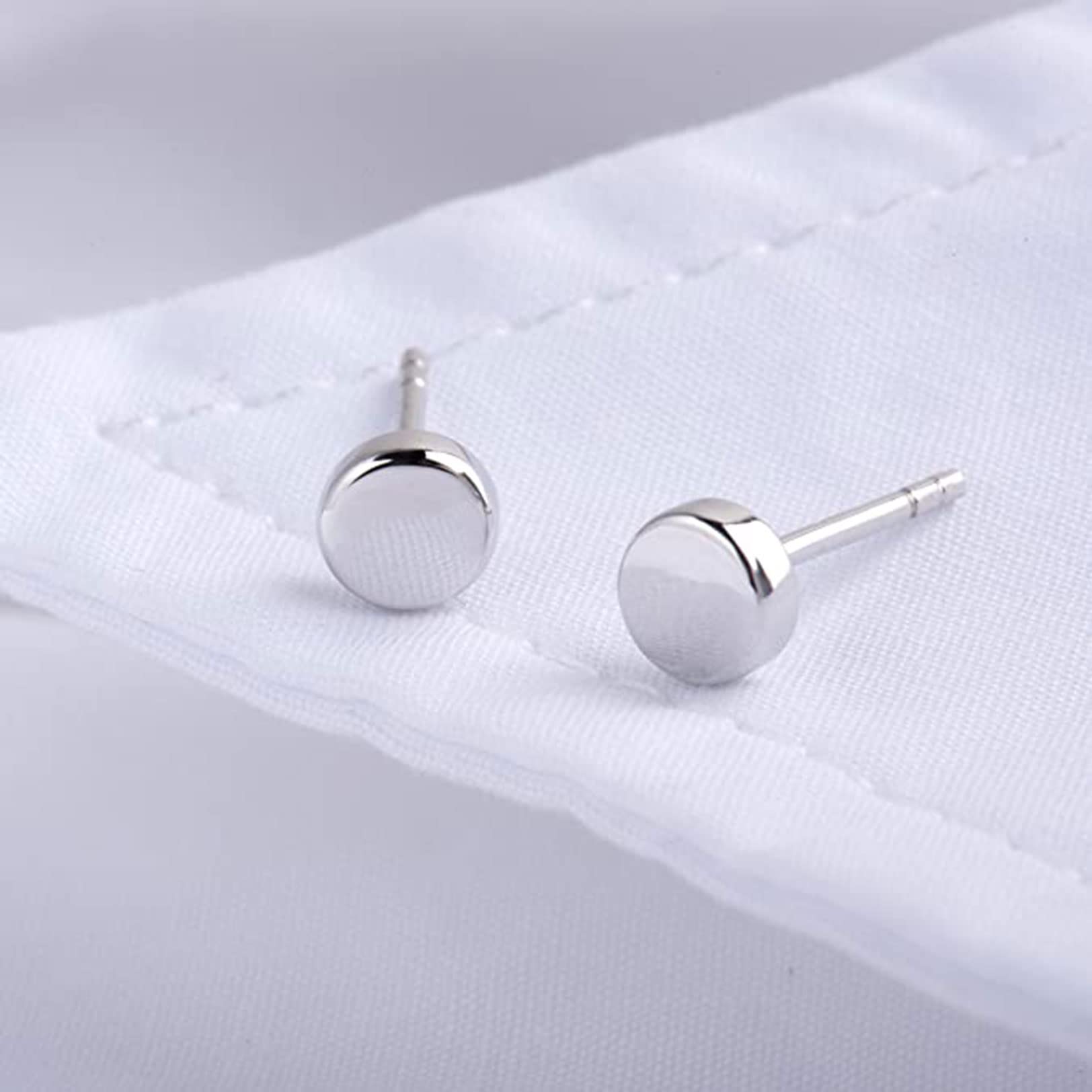 925 Sterling Silver Minimalist Dot Stud Earrings - Hypoallergenic Tiny Round Disc Earrings for Cartilage & Tragus Piercing (2mm 3mm 4mm 5mm) | Perfect Dainty Jewelry Gift for Women & Men | Everyday Wear, Office Style & Special Occasions