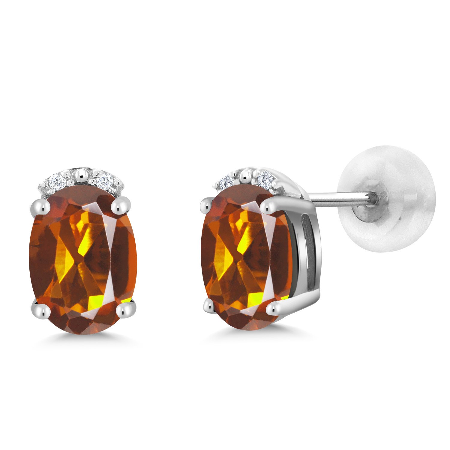 7X5MM Oval Gemstone & White Diamond Earrings in 10K Solid Gold | Birthstone Jewelry for Women, Mom, Wife | Elegant Gift for Anniversary, Birthday, Valentine's Day | Perfect for Everyday Wear & Special Occasions