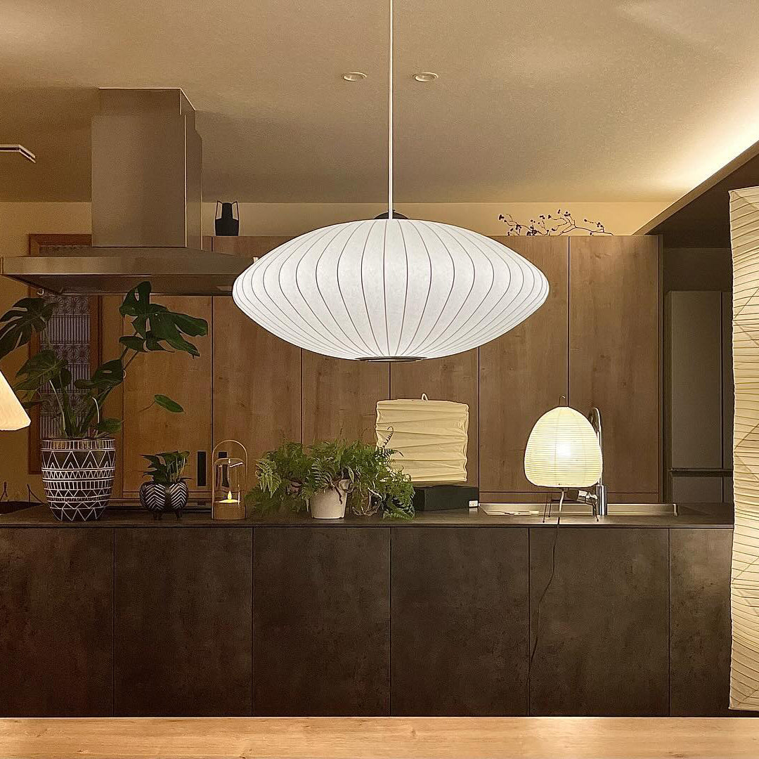 Handmade Bubble Mulberry Silk Pendant Light - Elegant Boho Chandelier for Bedroom, Living Room & Dining Room Decor