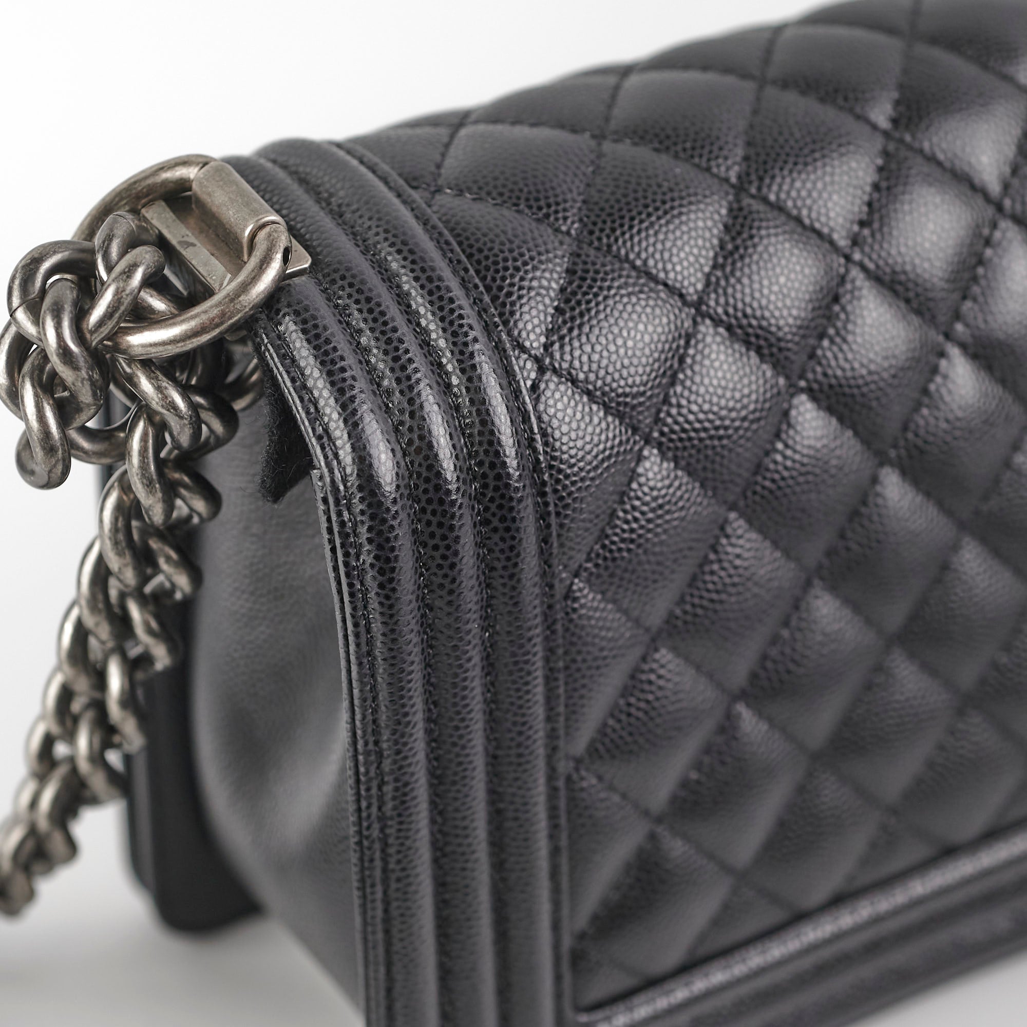 Chanel Old Medium Caviar Boy Bag Black with Microchip - Luxury Crossbody Bag for Women, Perfect for Date Night & Evening Events