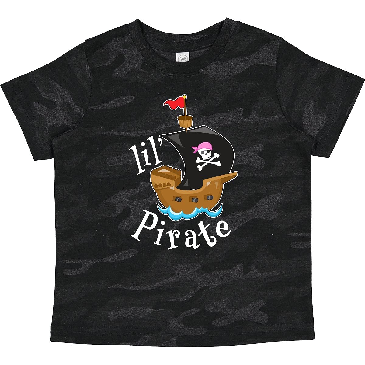 Inktastic Lil' Pirate Pirate Ship Pink Bandana Toddler T-Shirt - Cute Pirate Themed Outfit for Kids Birthday, Halloween & Dress Up Play