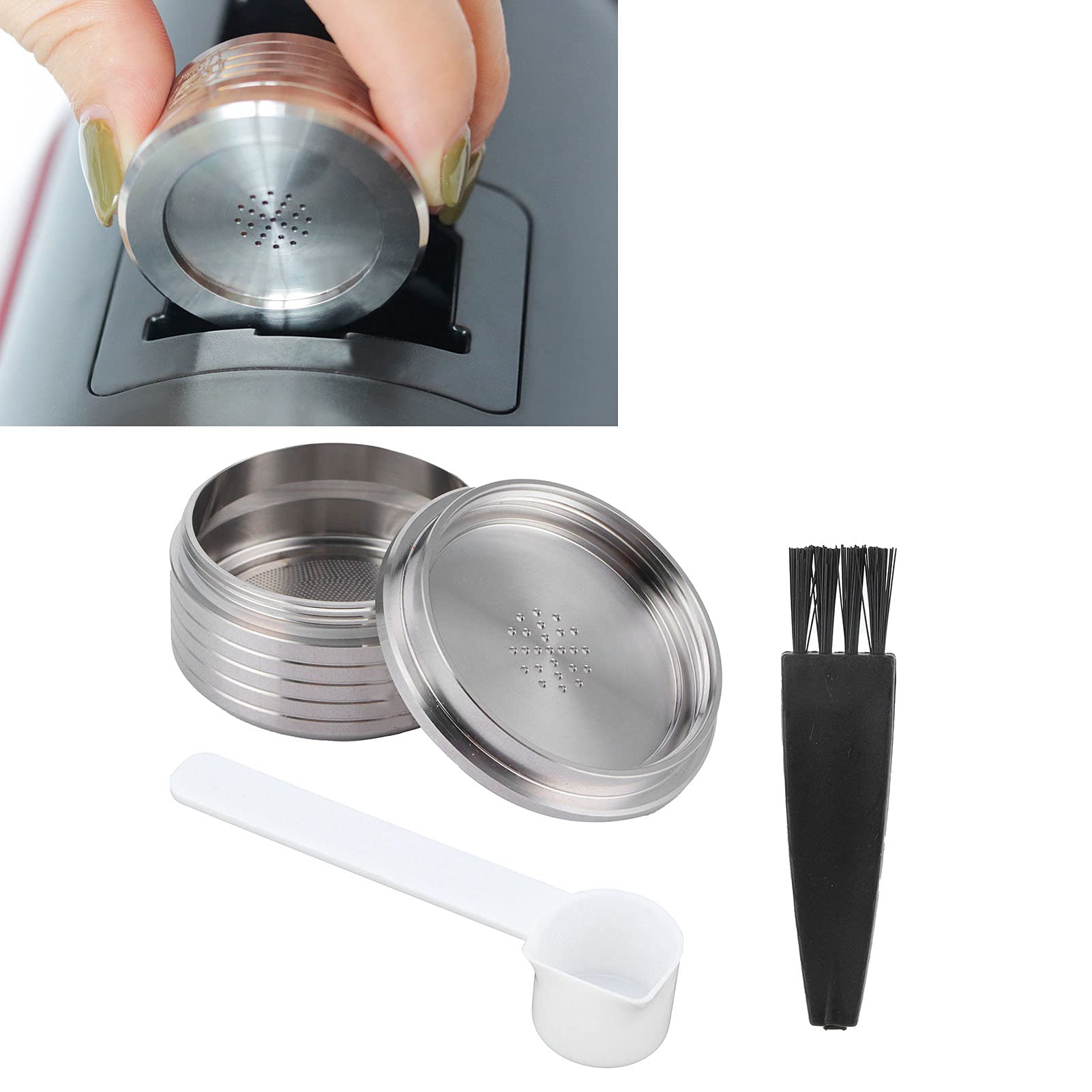 Reusable Coffee Capsules for NDIQ7323 Coffee Maker - Includes Spoon Brush | Compatible with Nespresso Machines | Perfect for Home, Office & Travel Use