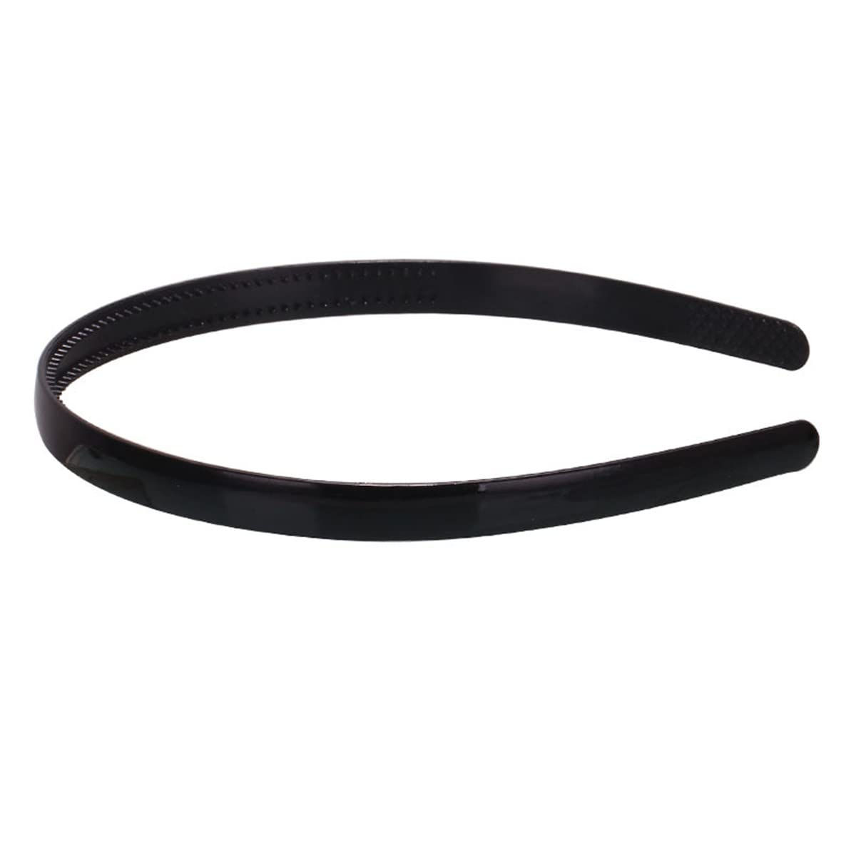 6-Pack Black Plastic Plain Headbands with Teeth Comb - 10mm Skinny Hair Bands for Women & Girls - DIY Hair Accessories for Halloween, Cosplay, and Everyday Styling