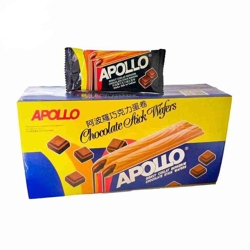 Apollo Malaysia Chocolate Strawberry Flavor Cream Wafer Biscuits - Halal Snack, 11g (0.39 oz) x 30 Packets per Box - Perfect for Tea Time, Office Snacks & Party Treats