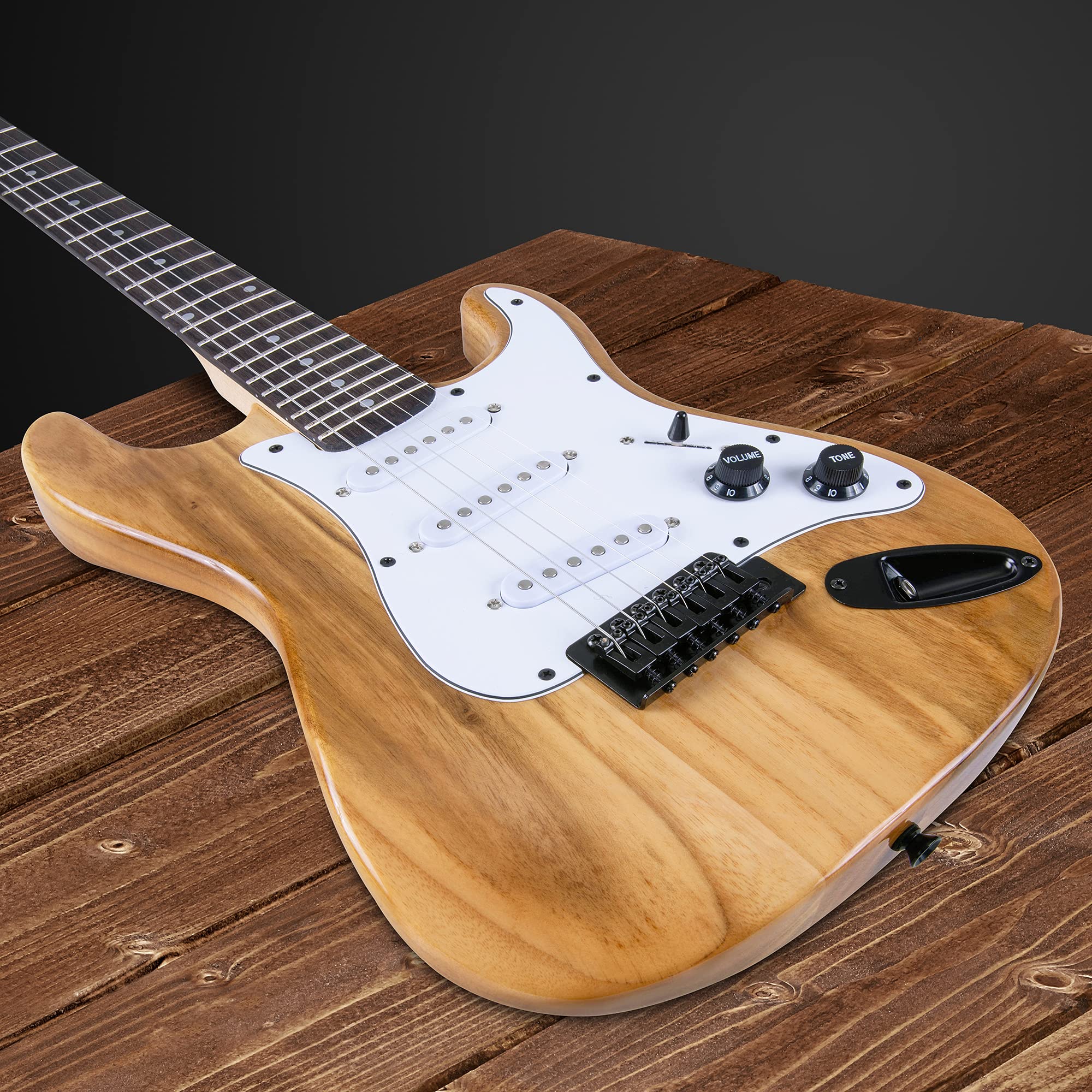 LyxPro 36 Inch 3/4 Size Electric Guitar Kit for Beginners - Natural Finish with Amp, Digital Tuner, Gig Bag, Strap & Accessories | Perfect for Kids & Teens Learning Guitar at Home, School or Music Lessons