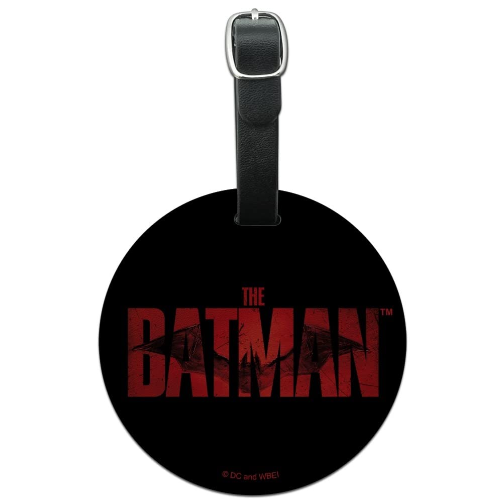 The Batman Logo Round Leather Luggage Tag - Durable Suitcase ID Tag for Carry-On Bags - Perfect for Travel, Business Trips & Superhero Fans