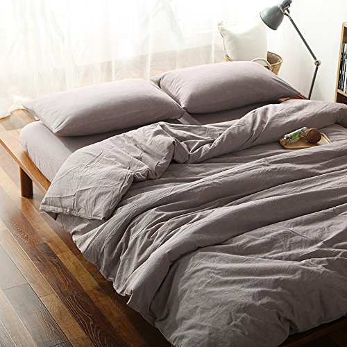 MOON'S SLEEPWARES Herse Series 100% Cotton 200 Thread Count King Size Brown Duvet Cover Set with 2 Pillowcases - Soft & Breathable Bedding for Cozy Nights & Luxurious Hotel-Style Comfort