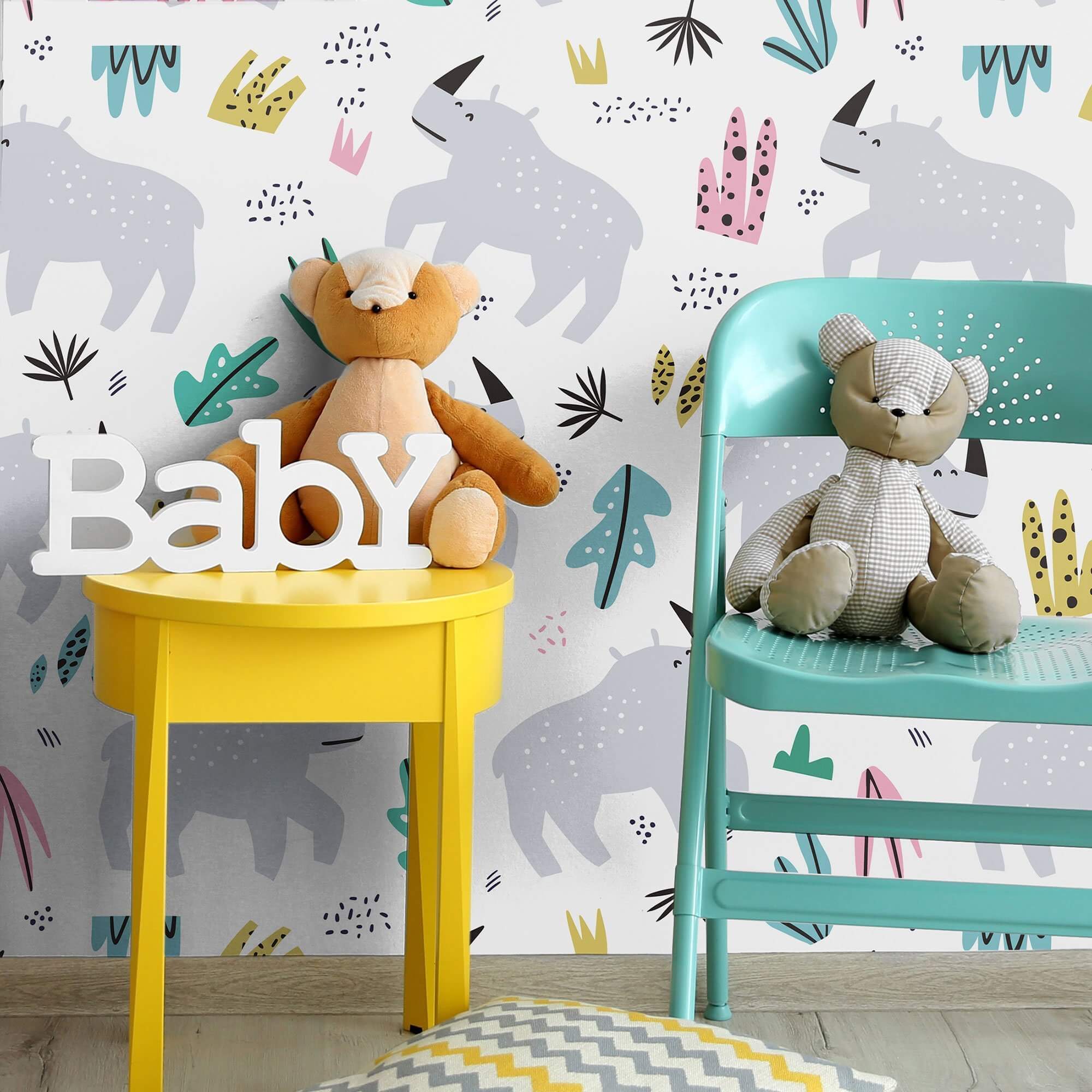 Grey Kids Peel and Stick Removable Wallpaper 0054 - Self-Adhesive Nursery Decor for Bedrooms, Playrooms & DIY Projects