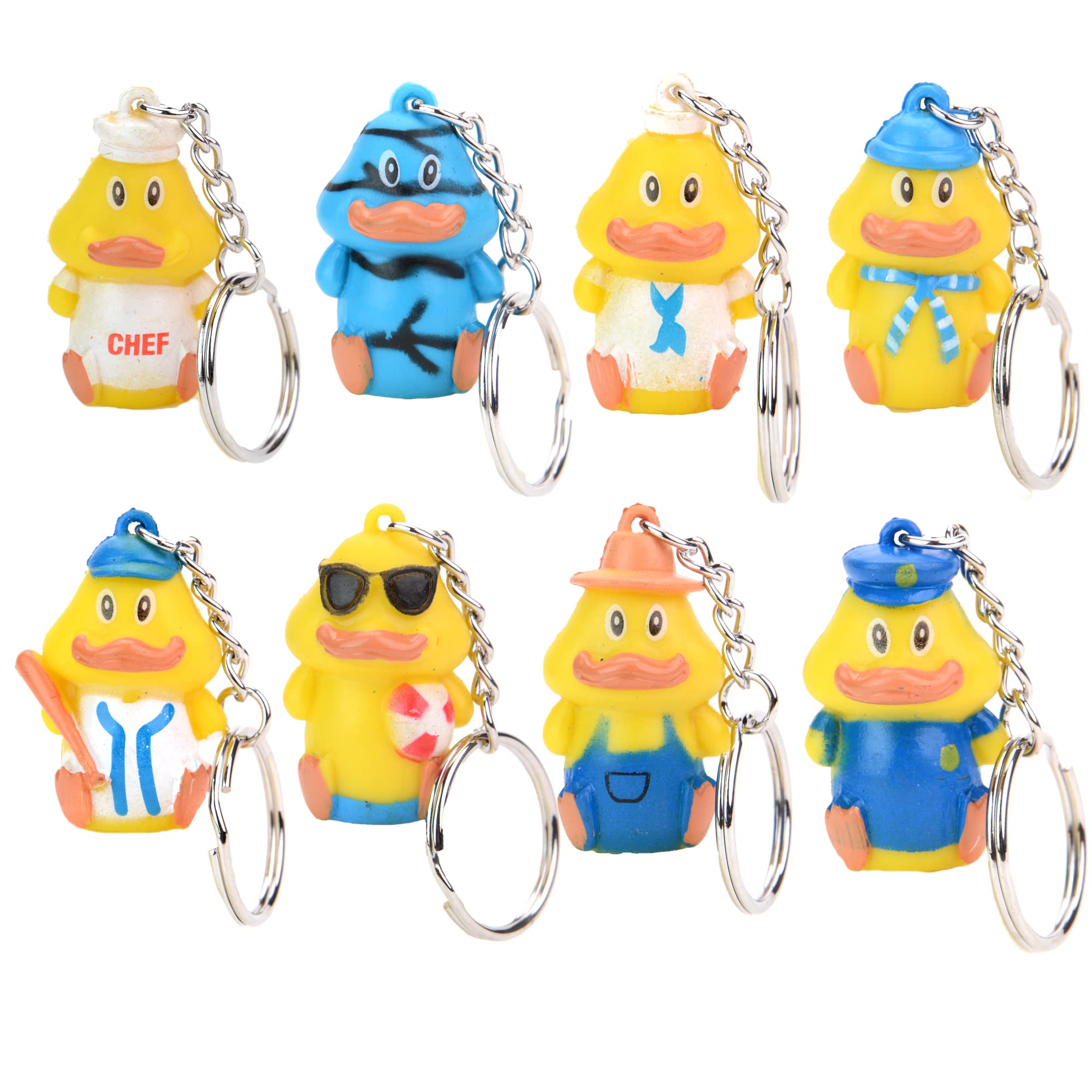 Entervending Fun Duck Party Keychains for Kids - Bulk 20 Pcs Cute Animal Keychains, 1.5 Inch Duck Toys - Perfect for Party Favors, School Rewards, and Birthday Gifts