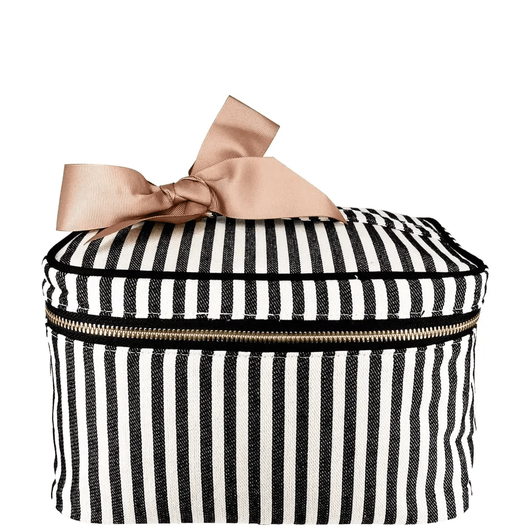 Medium Striped Makeup & Toiletry Travel Organizer Box - Perfect for Cosmetics Storage, Bathroom Organization, and Travel Essentials