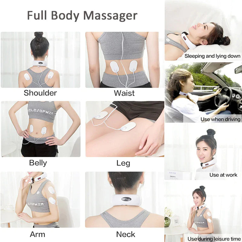 Electric Neck Massager with Pulse & Magnetic Therapy - Instant Pain Relief for Shoulder, Back & Muscle - Perfect for Office, Travel & Home Use