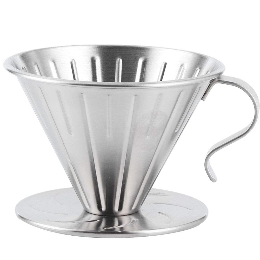 Premium Stainless Steel Reusable Cone Coffee Filter - Fine Mesh Pour Over Dripper for Delicious Drip Coffee at Home or Office - Eco-Friendly Coffee Brewing Accessory for Camping & Travel