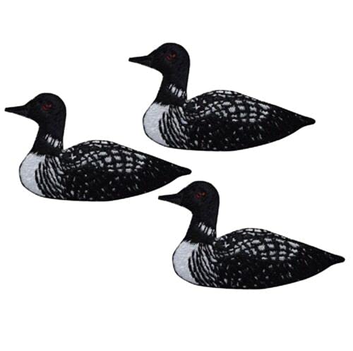 Loon Iron On Applique Patch - Waterbird, Duck, Bird Badge 1-7/8