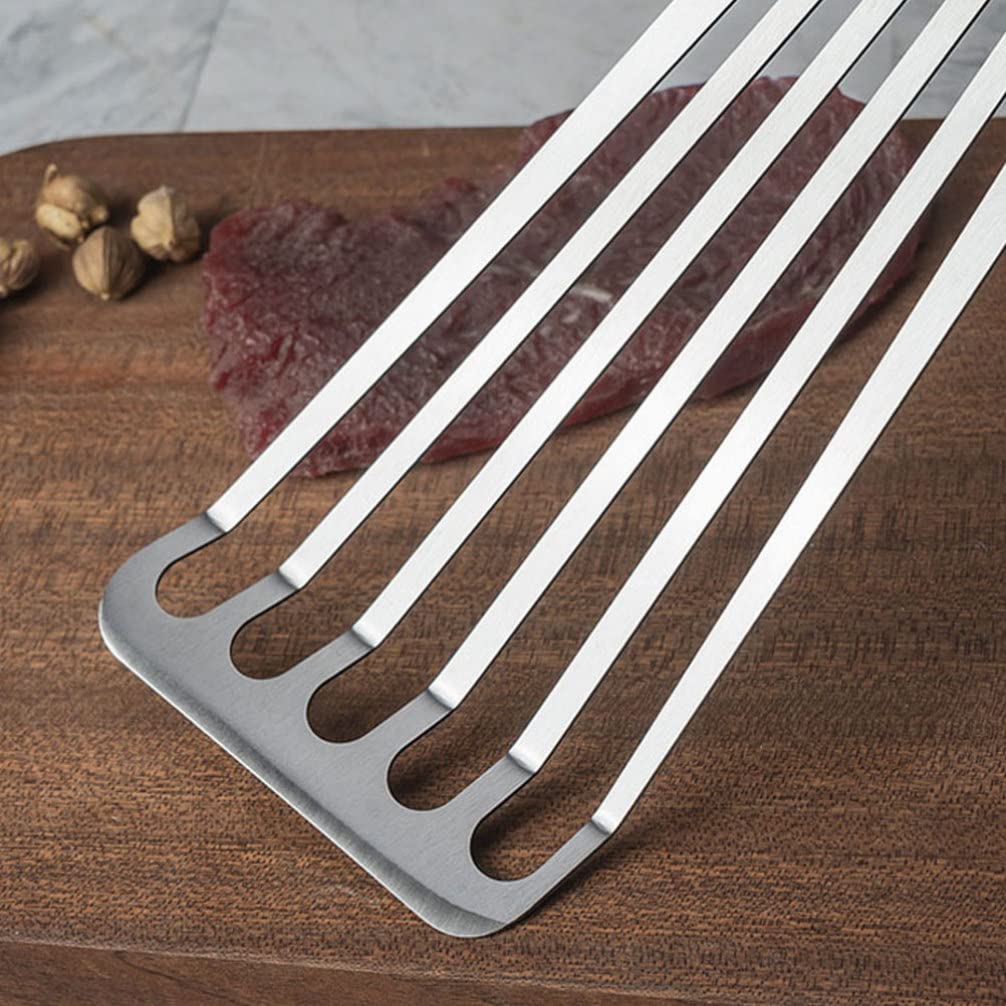 2-Piece Stainless Steel Steak Spatula Set - Heat-Resistant BBQ & Cooking Utensil for Grilling, Flipping Burgers & Pancakes - Heavy Duty Kitchen Tool for Home Chefs & Outdoor Cooking