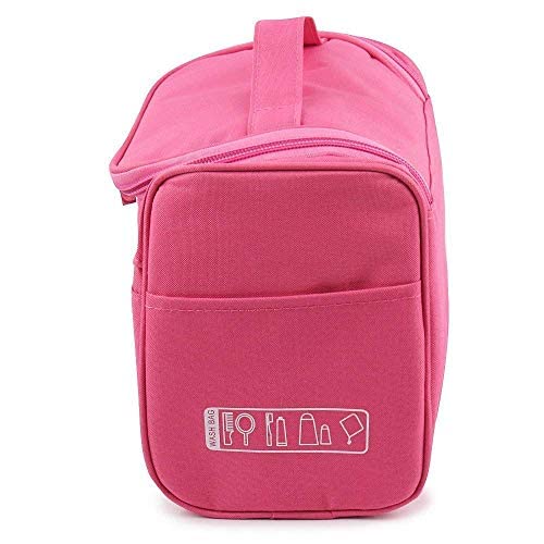 Coskira Waterproof Makeup Bag for Women - Travel Cosmetic Organizer with Brush Storage, Portable Toiletry Pouch for Gym, Vacation & Daily Use - Stylish Pink Beauty Accessories