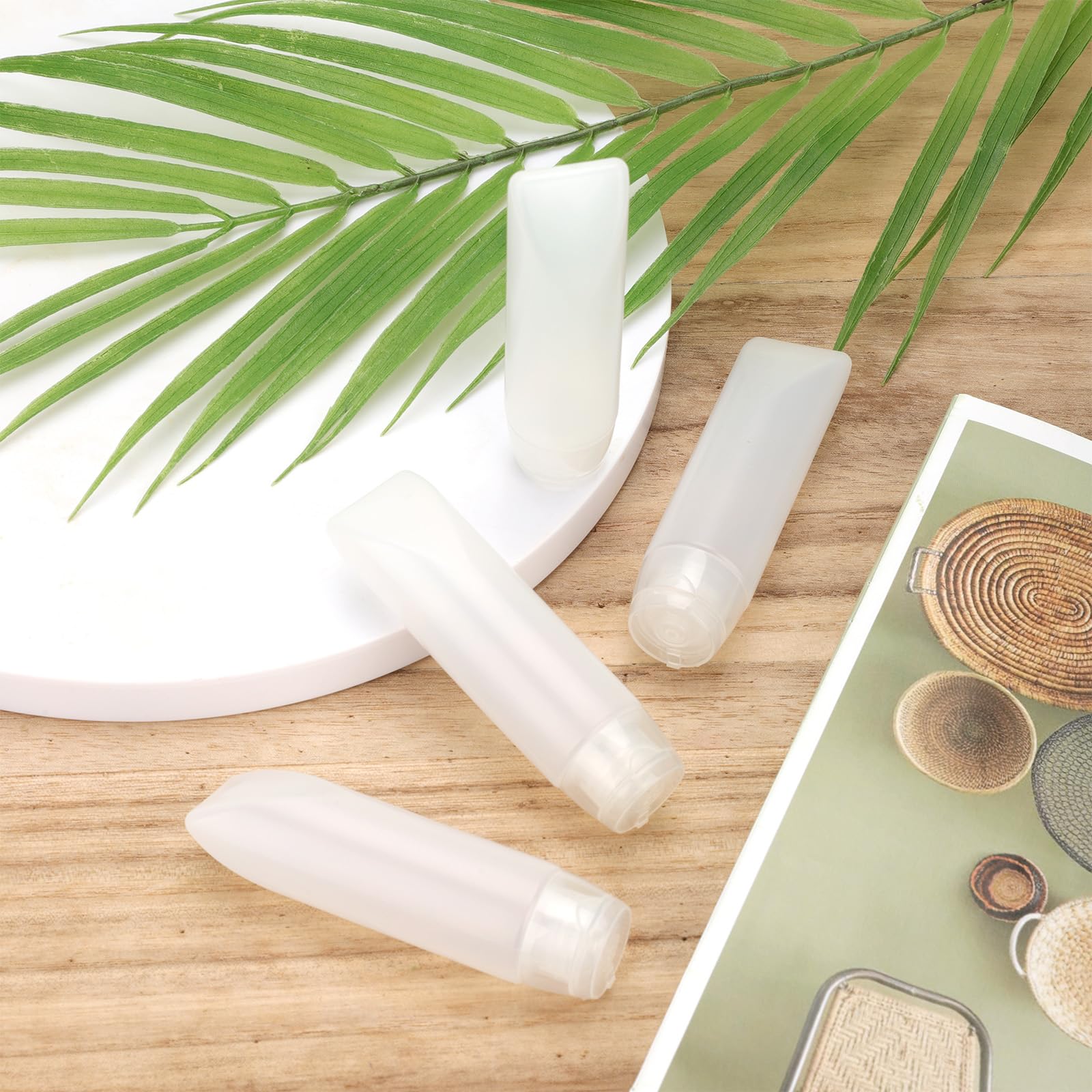5pcs Travel Bottles for Toiletries - Leak-Proof Refillable Squeeze Tubes for Shampoo, Lotion & Face Wash | Portable Cosmetic Containers for Airplane & Gym | TSA Approved Translucent Travel Size